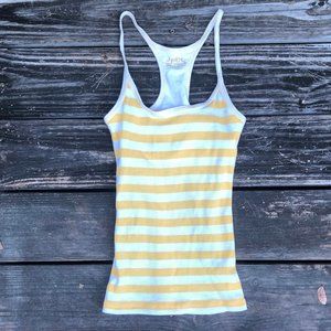 SOLD—Striped Yellow & White Racerback Camisole Tank Top
